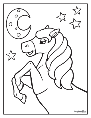 Horse at Night Coloring Page