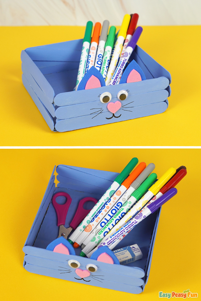 Craft Stick Cat Box Craft