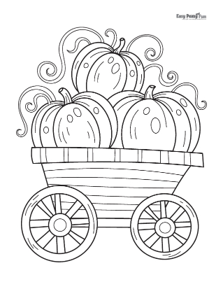 Wagon with Pumpkins Coloring Sheet