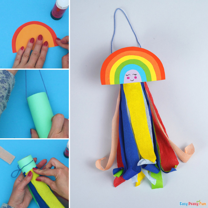 Rainbow Windsock Paper Craft Idea
