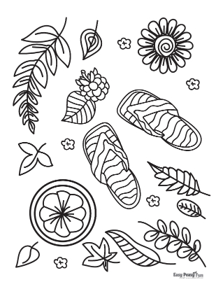 slippers summer coloring page