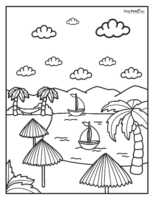 beautiful beach coloring page
