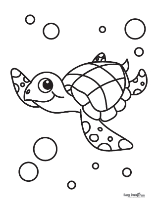 easy turtle coloring pages