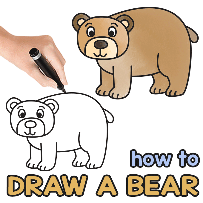 How to Draw a Bear – Step by Step Drawing Tutorial - Easy Peasy and Fun