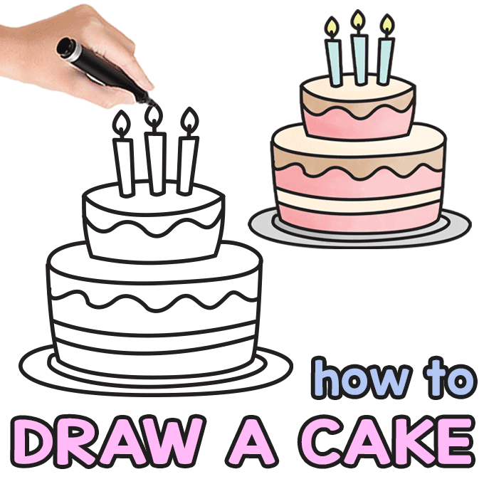 How to Draw a Cake – Step by Step Drawing Tutorial - Easy Peasy ...