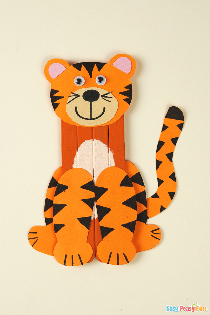 Craft Stick Tiger for Kindergarten