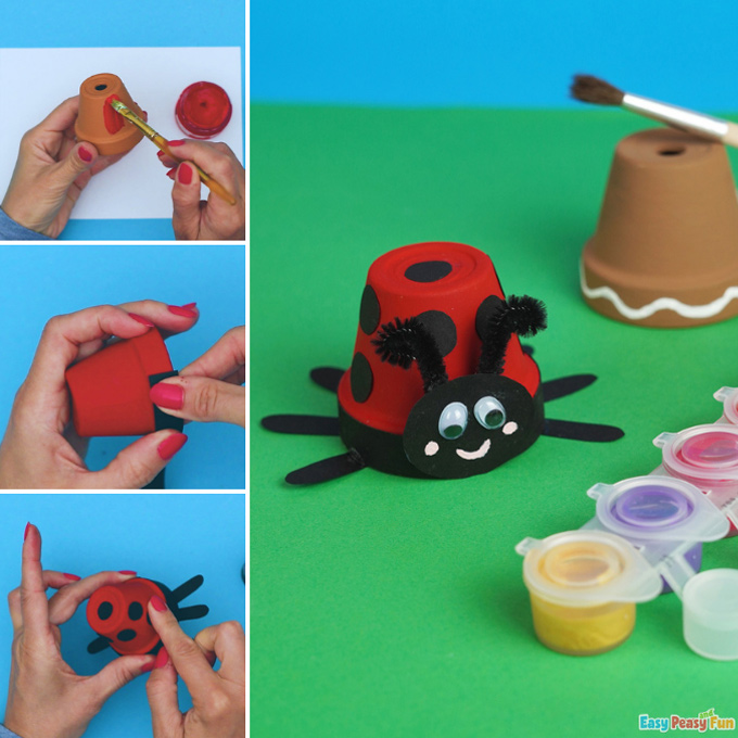 Ladybug Clay Pot Craft Idea