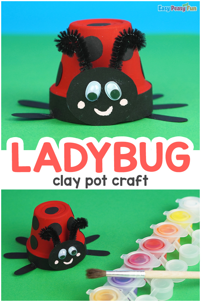 Ladybug Clay Pot Craft - easy terra cotta pot craft