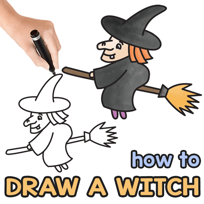 How to Draw a Witch – Step by Step Drawing Tutorial - Easy Peasy and Fun
