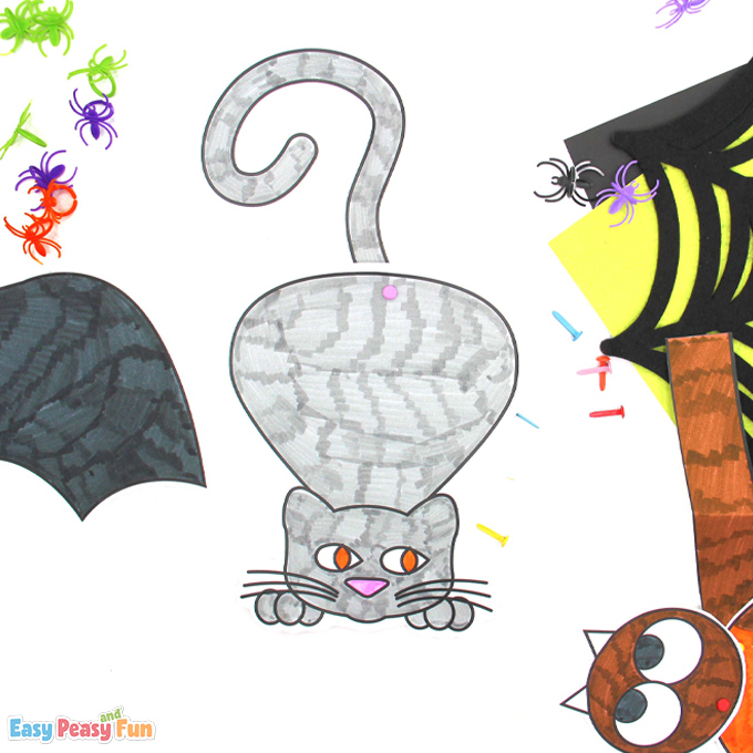 Movable Paper Halloween Cat Craft