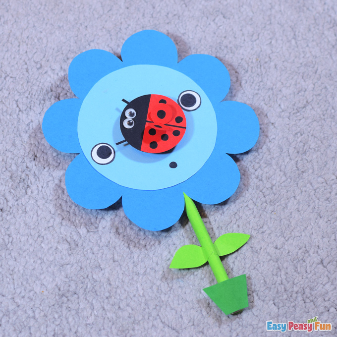 Paper ladybug on flower craft