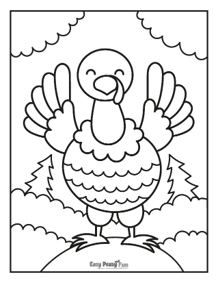 Turkey in Forest Coloring Sheet