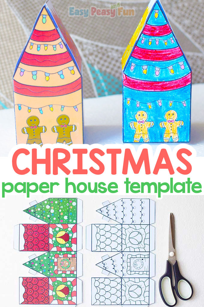 Christmas Paper House Craft Template
