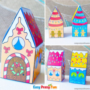 Christmas paper house template craft for kids.