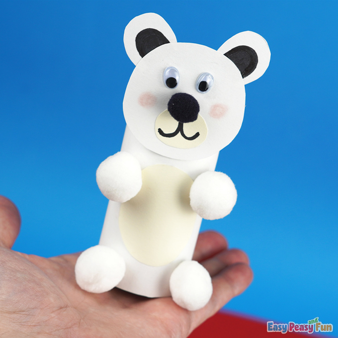 Polar Bear Pom Pom Paper Roll Craft