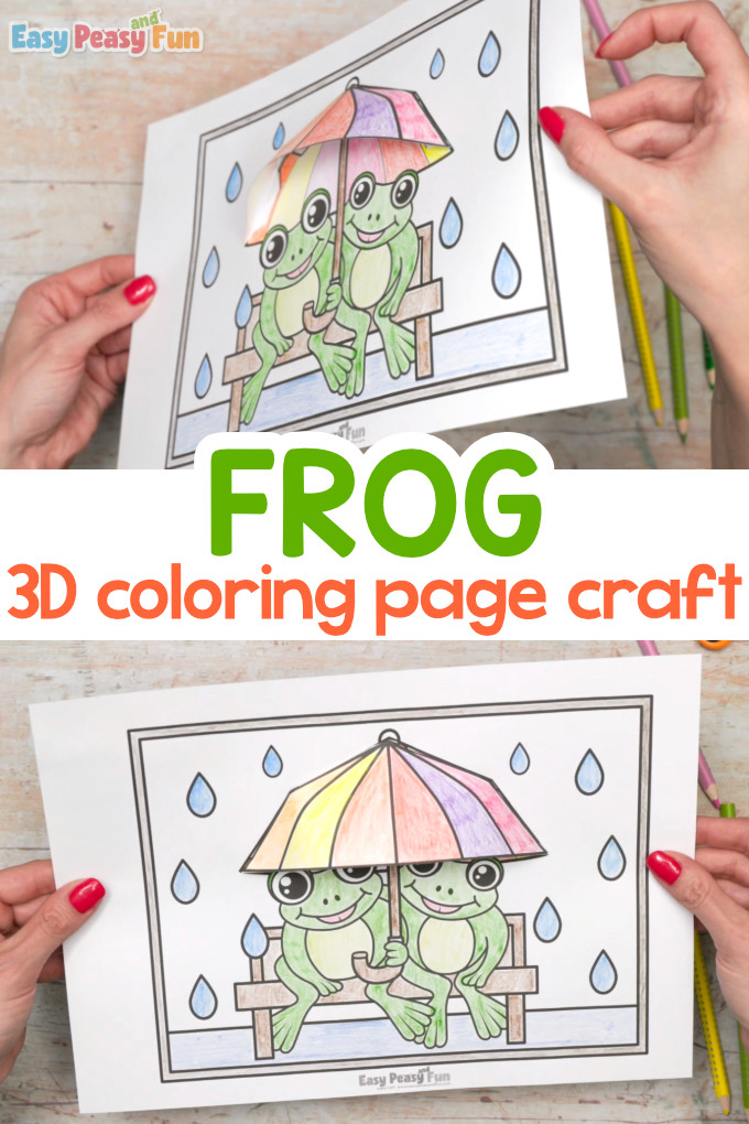 Frog 3D Coloring Page Craft for Kids