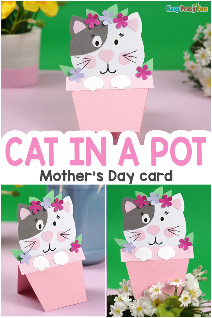 Cat in a Pot Mothers Day Card