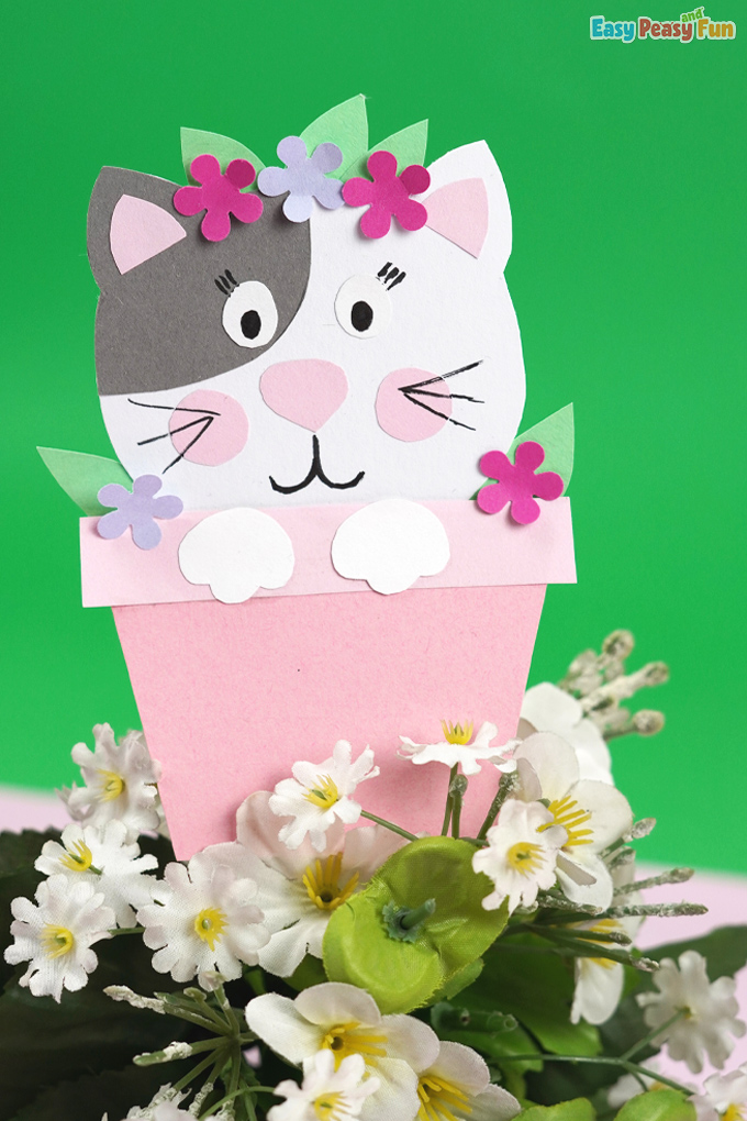 DIY Cat In A Pot Mother's Day Card Craft