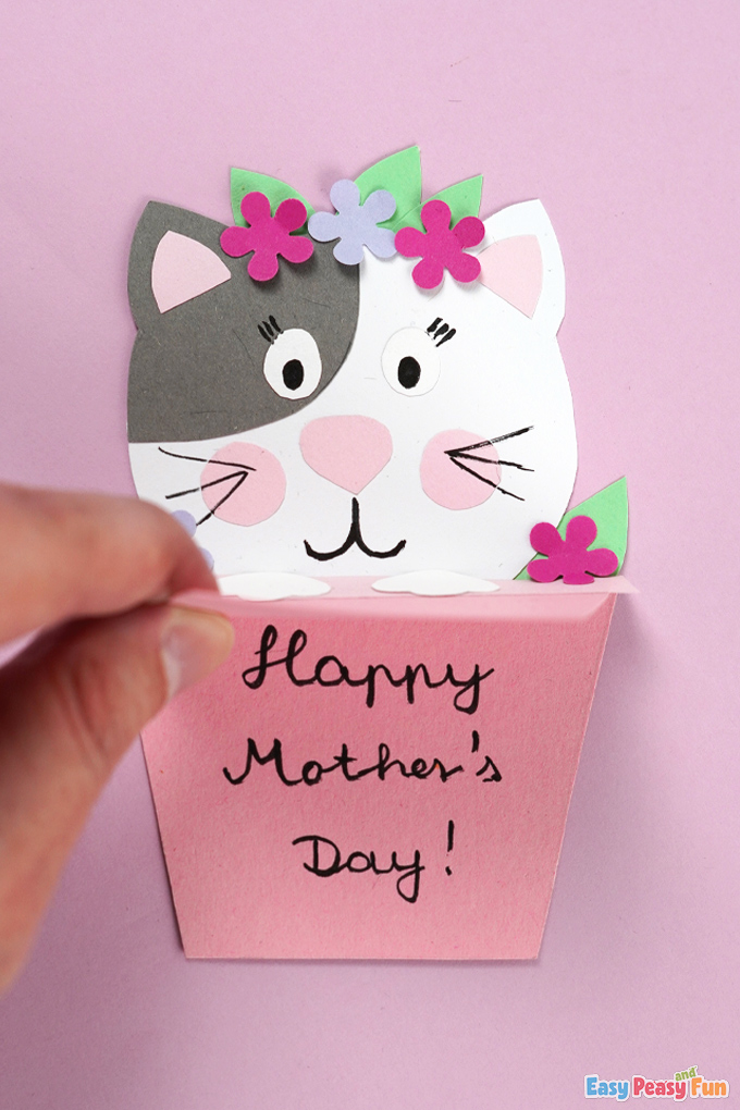 DIY Cat in a Pot Mothers Day Card