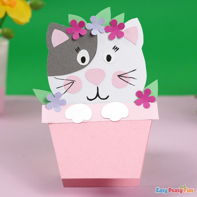 DIY Cat In A Pot Mother's Day Paper Card