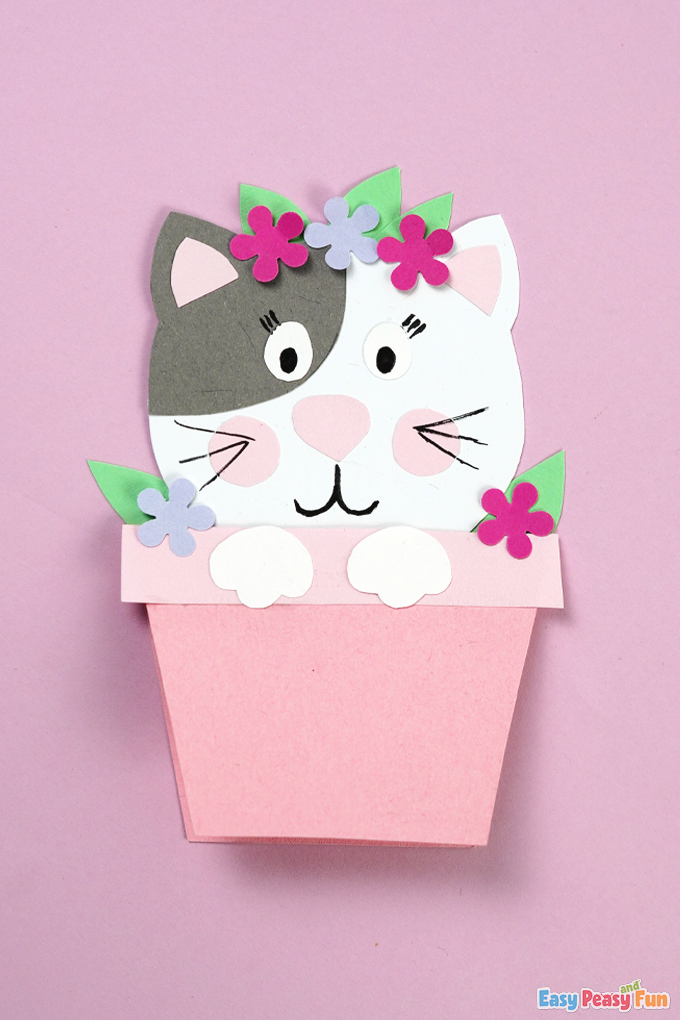 Mothers Day Cat in a Pot Card