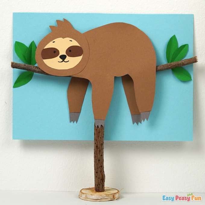 DIY Paper Sloth on a Branch