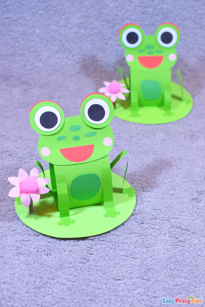 DIY Cute Frog On Lily Pad Paper Craft