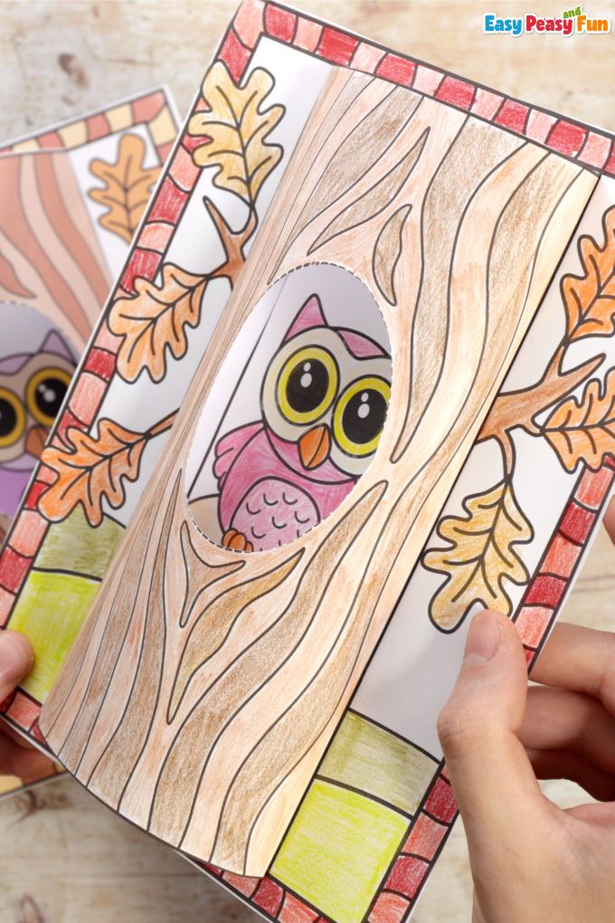 3D Owl Coloring Page Craft