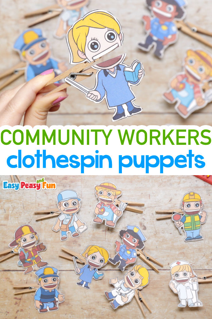 Community Workers Clothespin Puppets