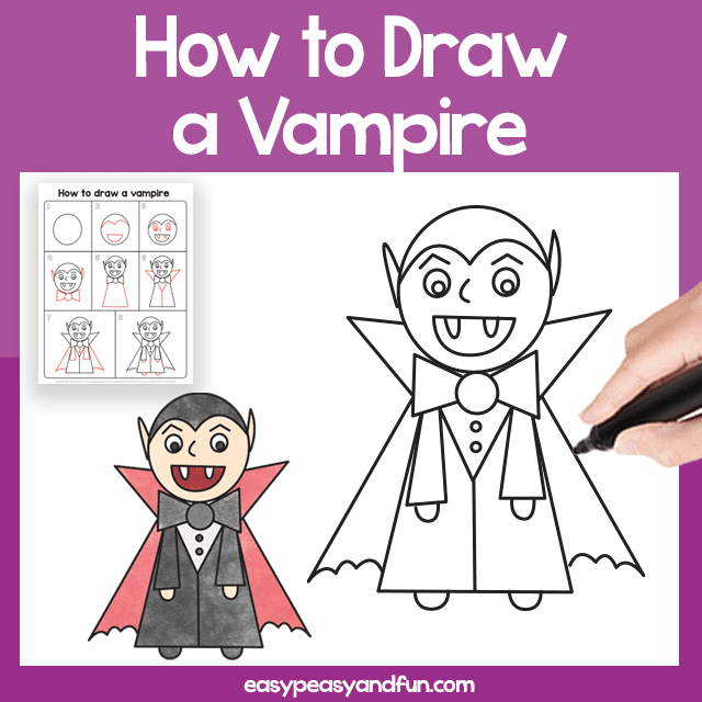 Vampire Guided Drawing Printable
