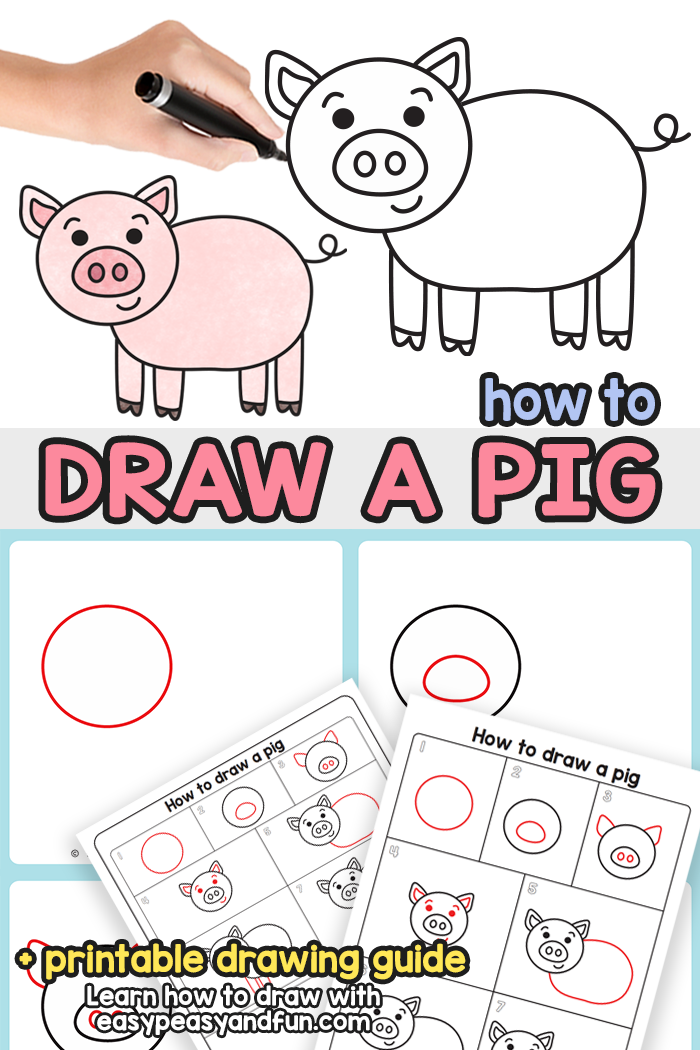 How To Draw A Pig Step By Step Drawing Tutorial Easy Peasy And Fun How To Draw A Pig Step By Step Drawing Tutorial Easy Peasy And Fun