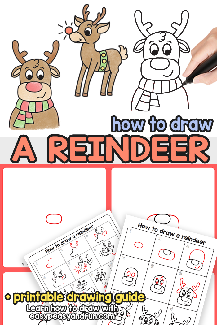 How to Draw a Reindeer – Step by Step Drawing Tutorial - Easy Peasy and Fun