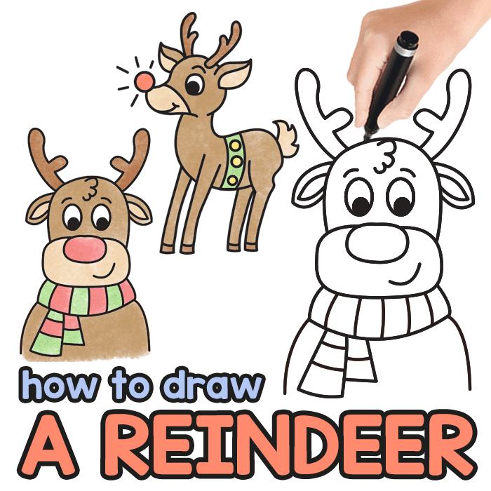 Reindeer Directed Drawing Guide