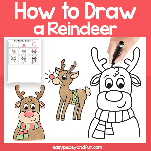 Reindeer Guided Drawing Printable