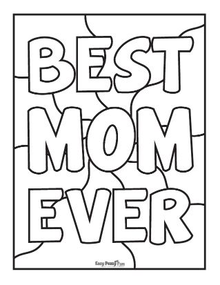 Best Mom Easy Coloring Page Ever