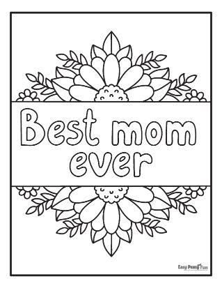 Floral Best Mom Ever Coloring Page
