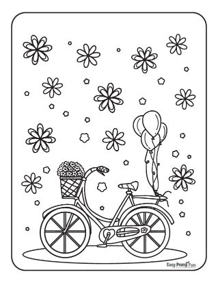 Spring Scene Coloring Page