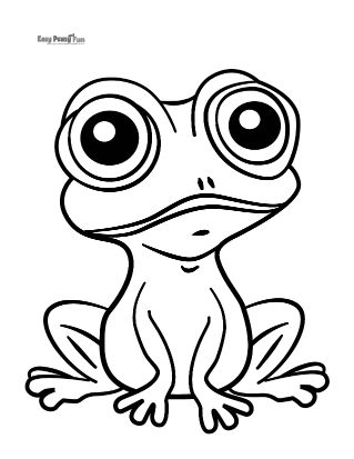 Frog with Big Eyes Coloring Page