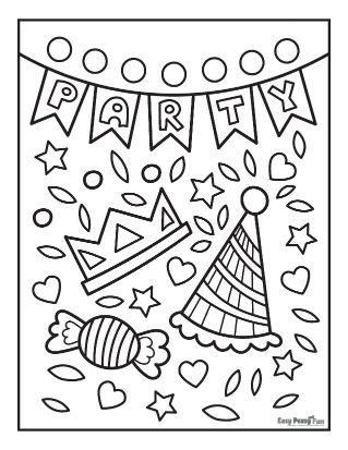 Birthday Party Celebration Coloring Sheet