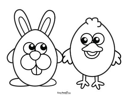 Easter Bunny and Chick Coloring Page