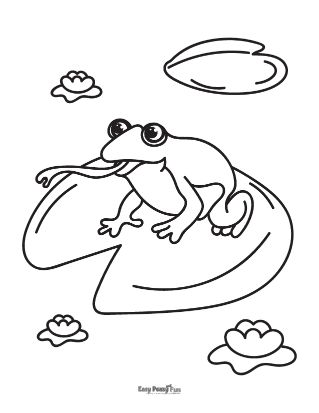 Frog With a Long Tongue Coloring Page
