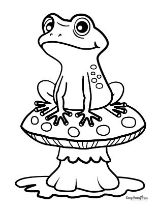 Frog on Mushroom Coloring Sheet