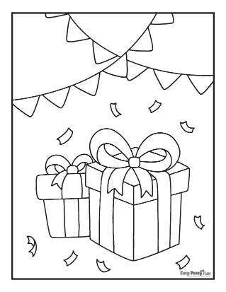 Party Presents Coloring Page