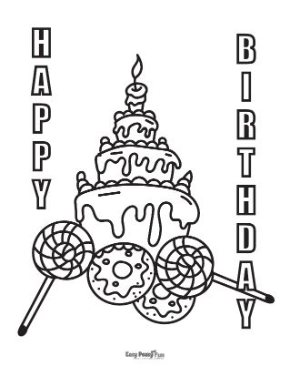 Birthday Snacks Coloring Page