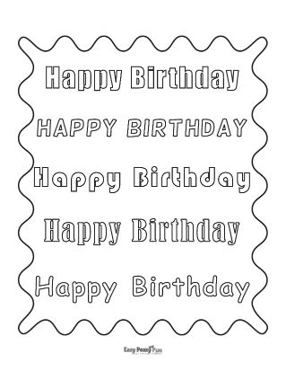 Happy Birthday Captions Coloring Page