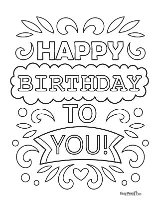 Wish You a Happy Birthday Coloring Page