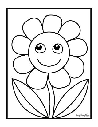 Big Happy Flower Coloring Page