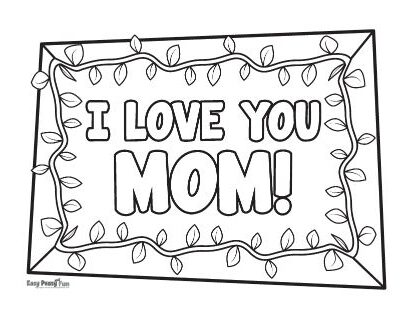 I love You Mom Coloring Page for Kids