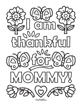 Thankful for Mom Coloring Page