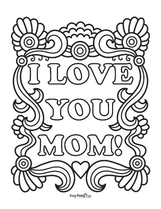 I Love You Mother's Day Coloring Page